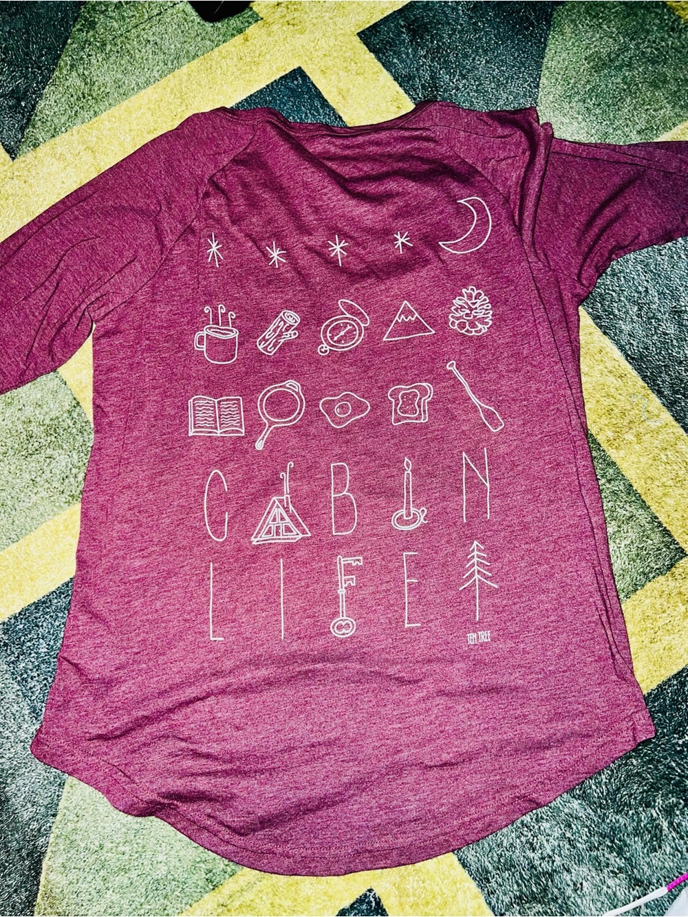 Tentree Cabin Life 3/4 Sleeve Graphic Tee Maroon